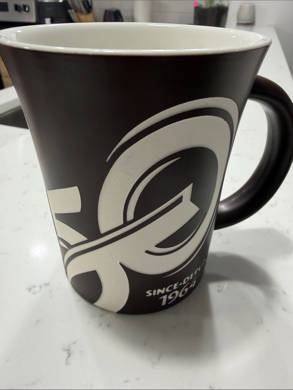 Matte Black Ceramic Mug with White Graphic